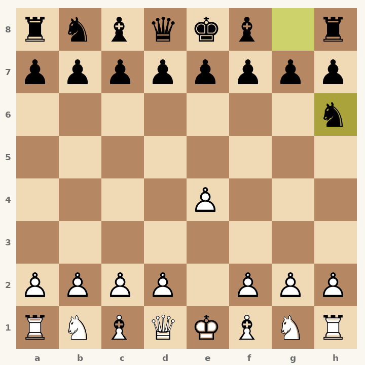 Chess diagram: Hippopotamus Defense after 1…Nh6