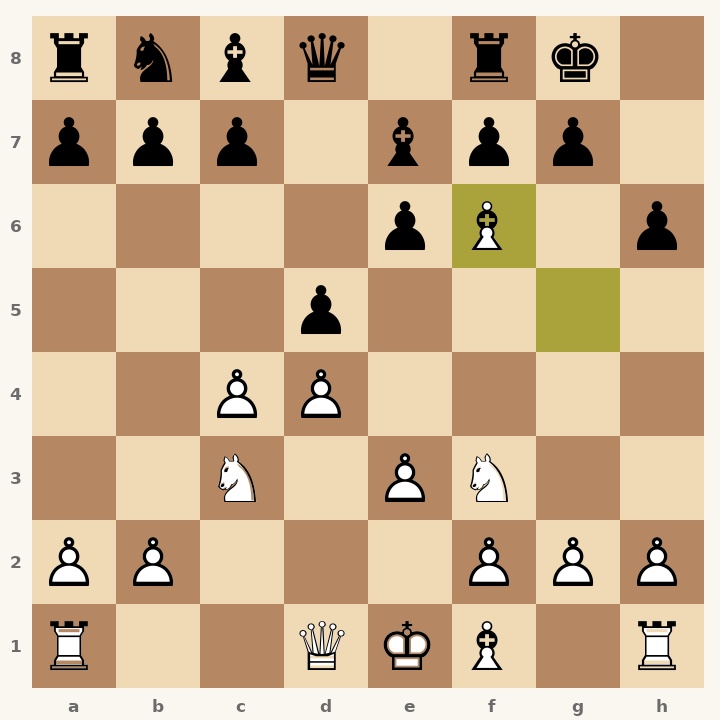 Chess diagram: Queen's Gambit Declined: Anti-Tartakower Variation after 7. Bxf6