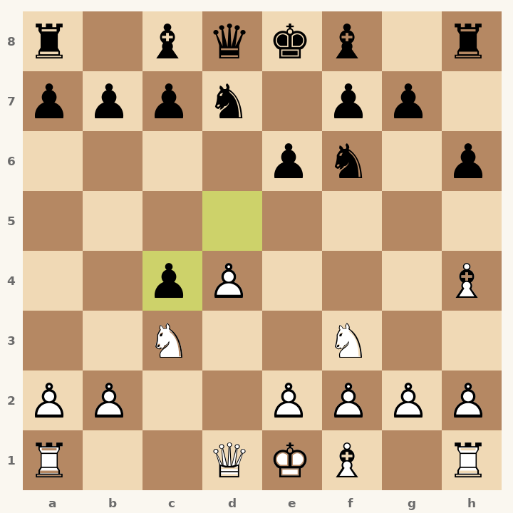 Chess diagram: Queen's Gambit Declined: Knight Defense, Alekhine Gambit after 6…dxc4