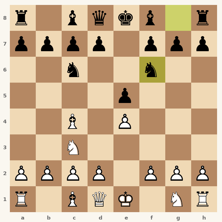 Chess diagram: Vienna Game: Stanley Variation, Three Knights Variation after 3…Nf6